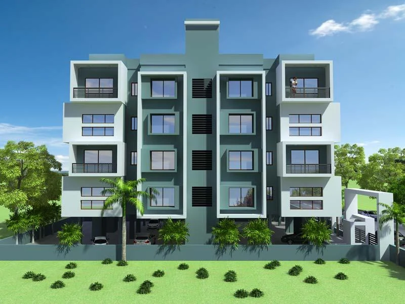 Modern apartment building, elevation view